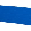 Panel lamelový, povrch stucco, výška sekce 500 nebo 610 mm, tloušťka 40 mm, barva modrá RAL 5010.