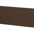 Panel lamelový, povrch stucco, výška sekce 500 nebo 610 mm, tloušťka 40 mm, barva hnědá RAL 8014.